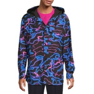 $2,250 NWT Valentino Caban Neon Camouflage Print Polyester Hooded Jacket 50(40)